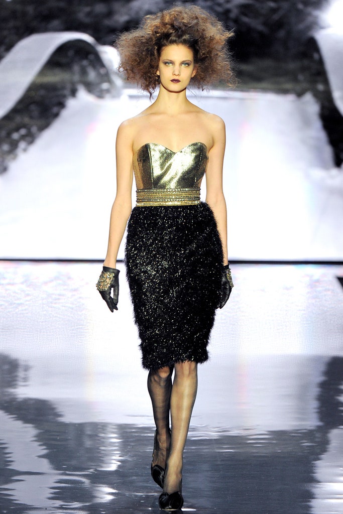black silk strapless v-neck fitted sequined pencil dress