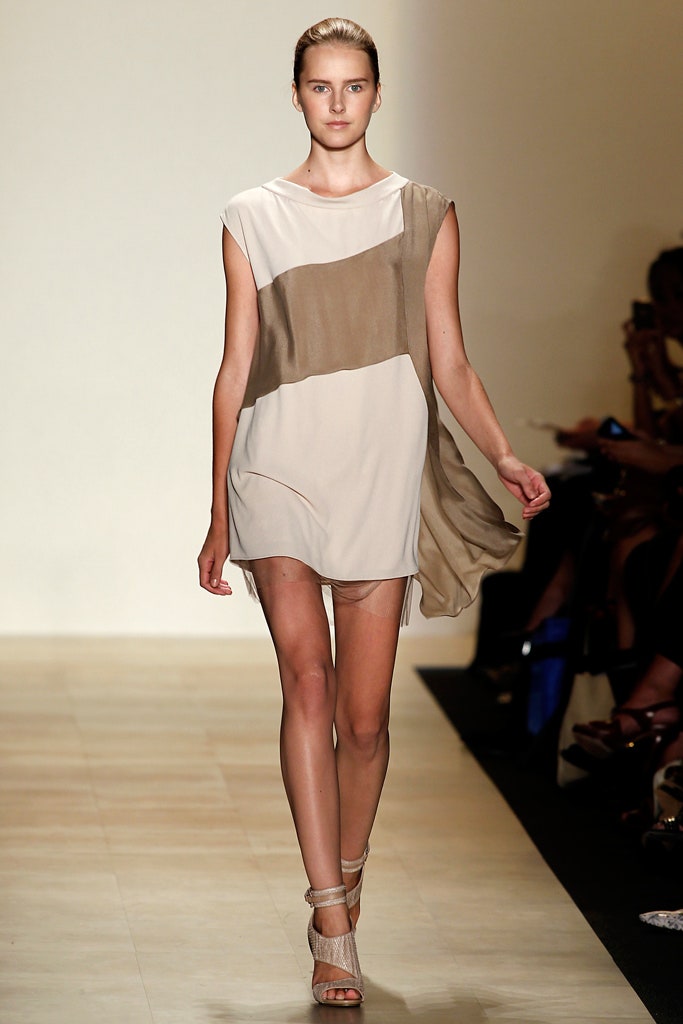 beige brown asymmetric silk dress