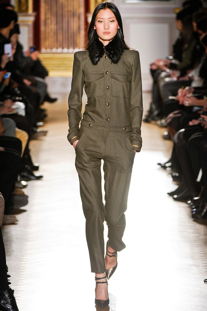 fitted green wool suit