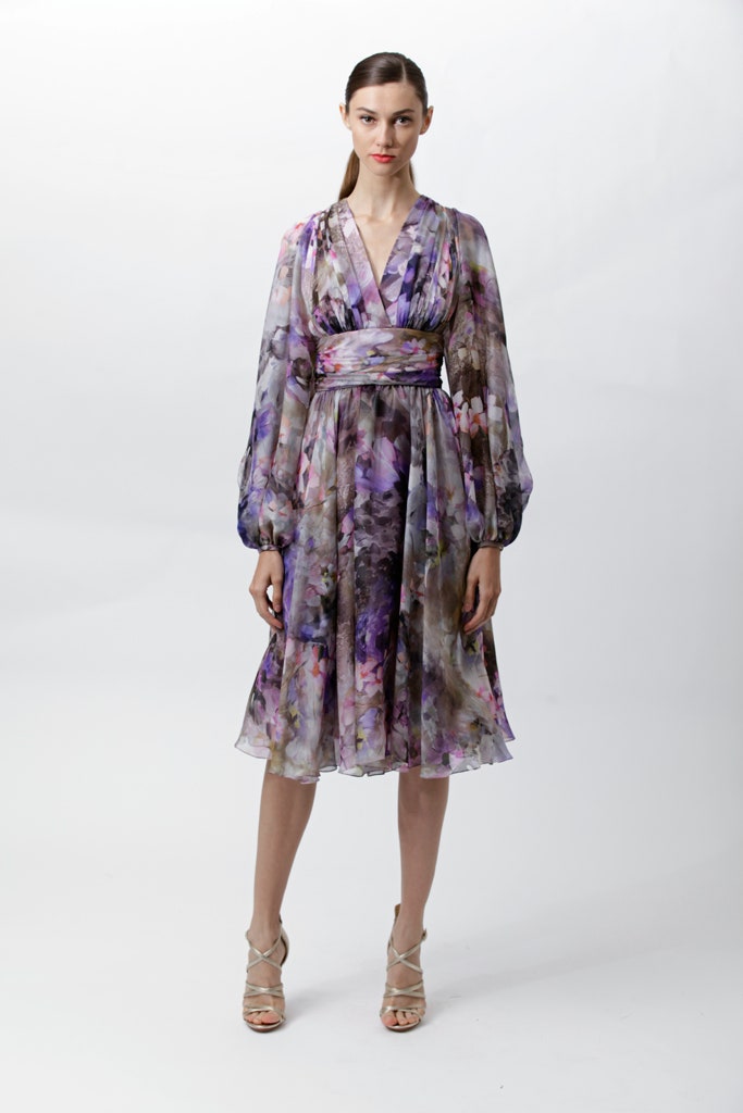 purple floral midi dress
