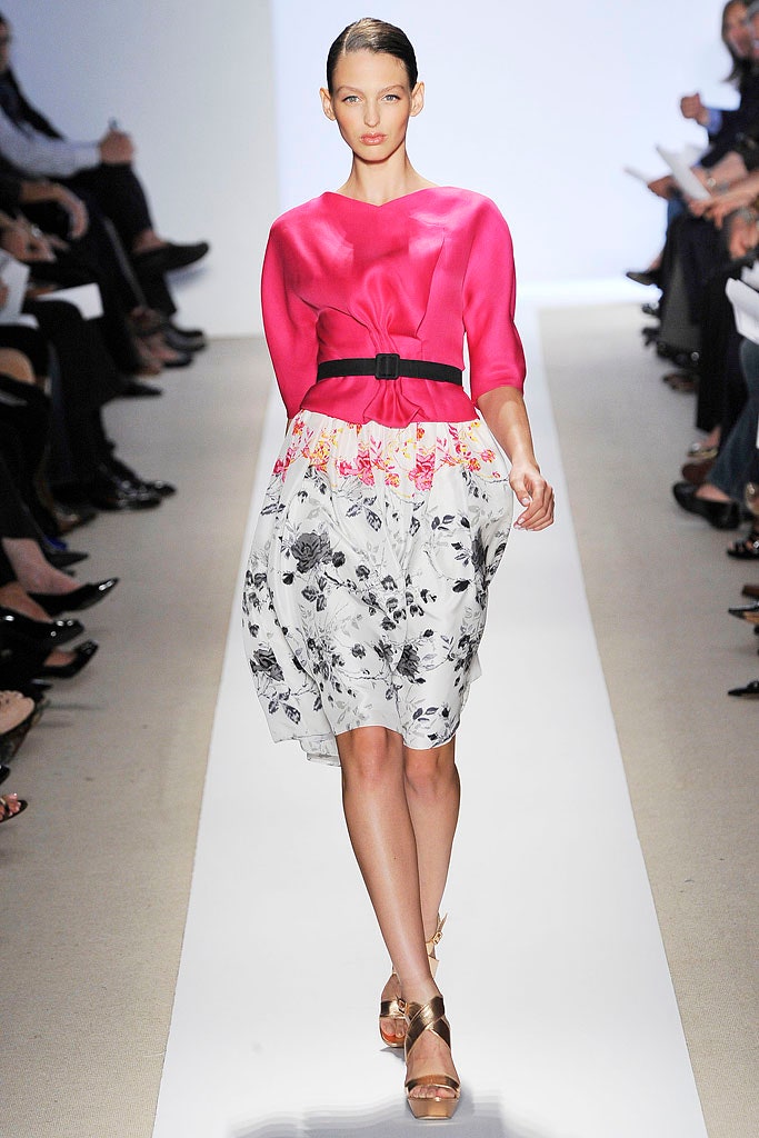 pink silk midi dress with floral print