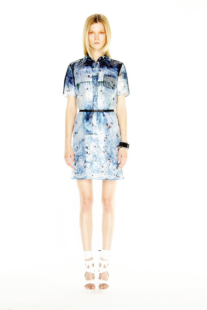 blue and white cotton shirt-dress