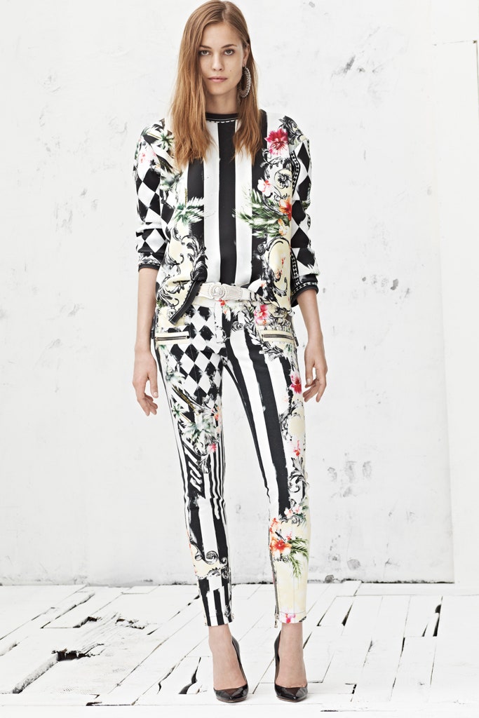 black and white printed jacket and pants