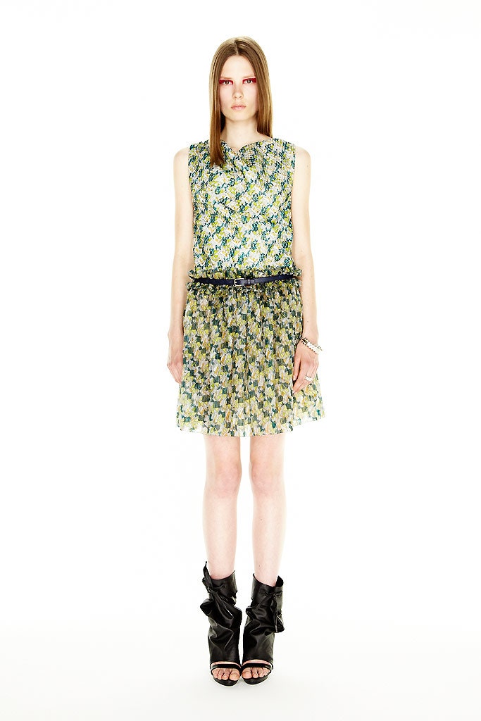 pleated mini dress with ruffled shoes