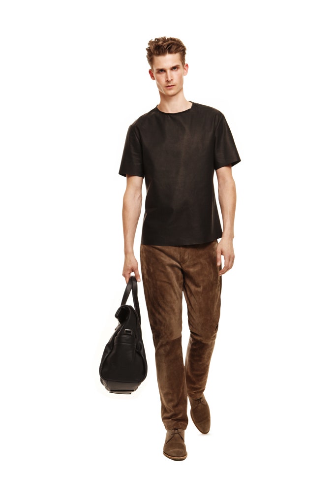 brown suede slim pants