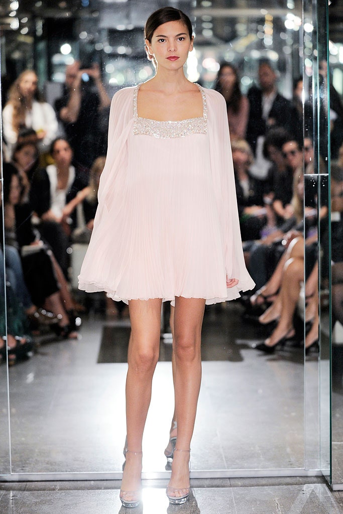 pink silk pleated mini dress