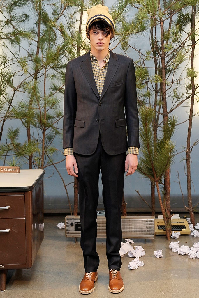black tailored suit with checked shirt