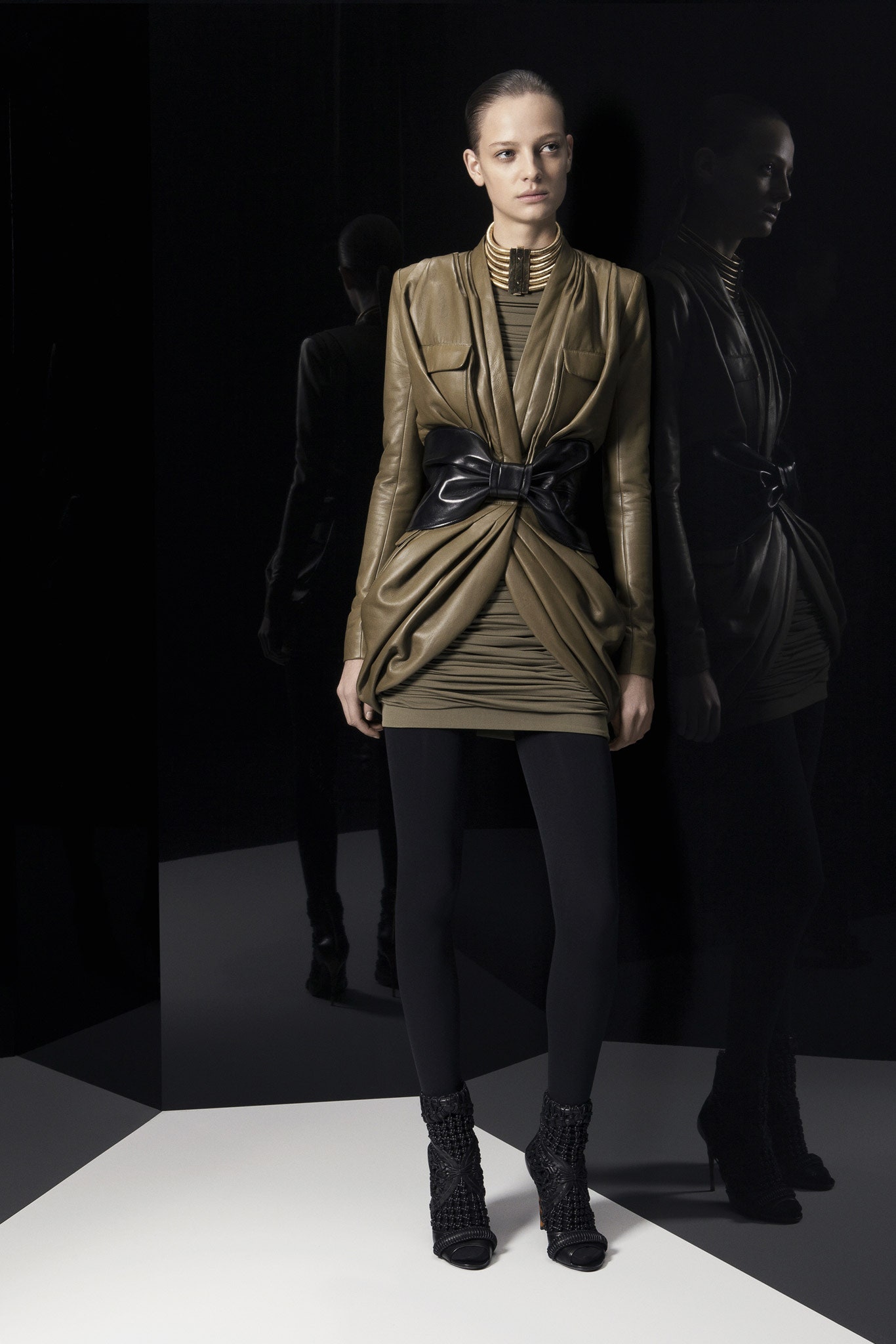 brown leather fitted mini dress