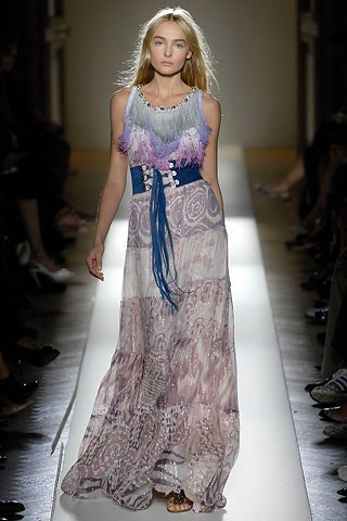 purple blue white silk gown