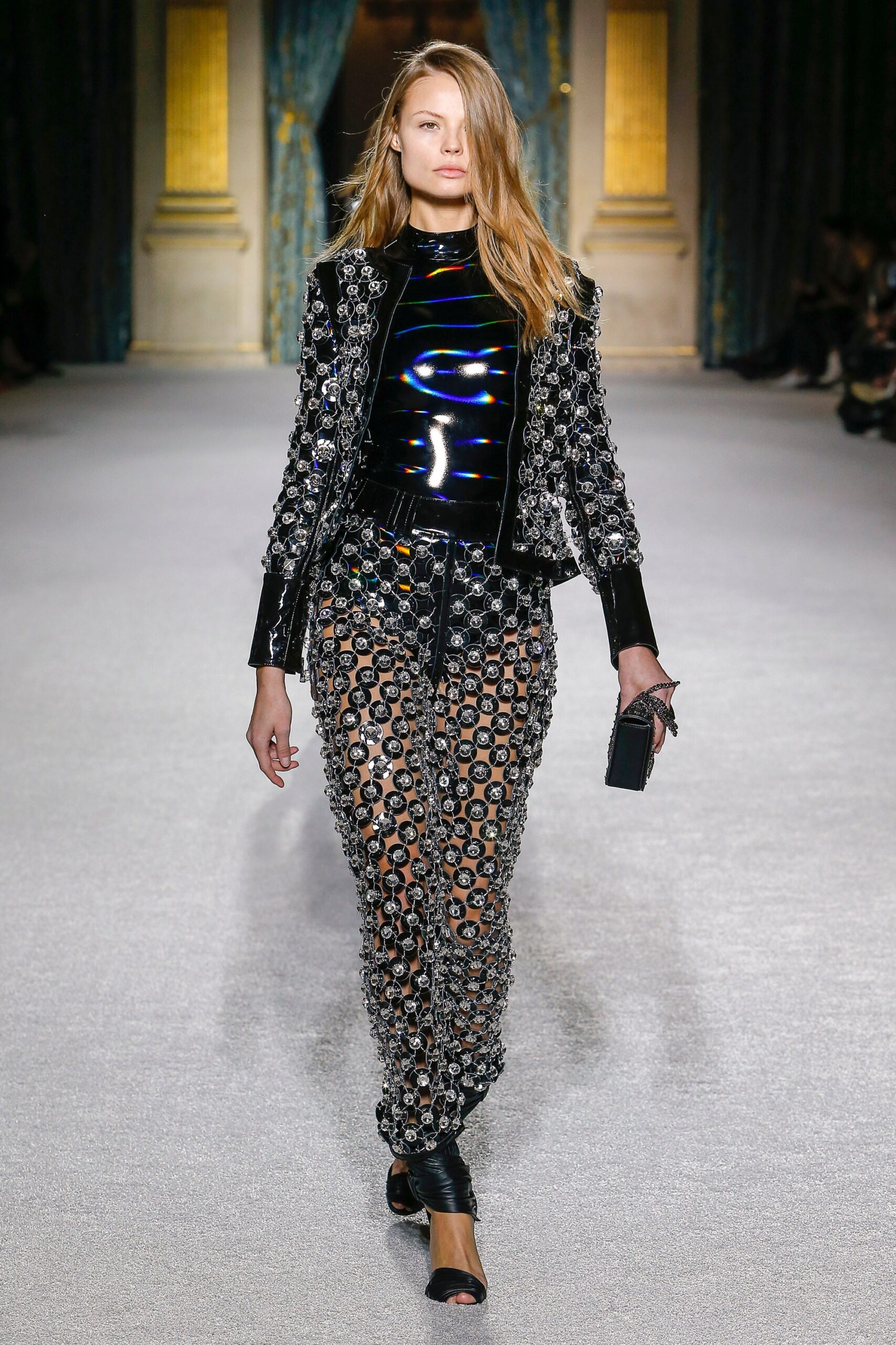 black leather fitted jacket and pants