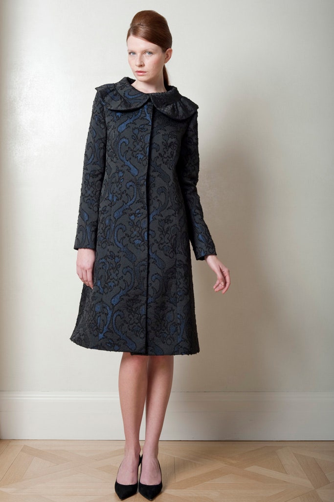 black and blue embroidered coat