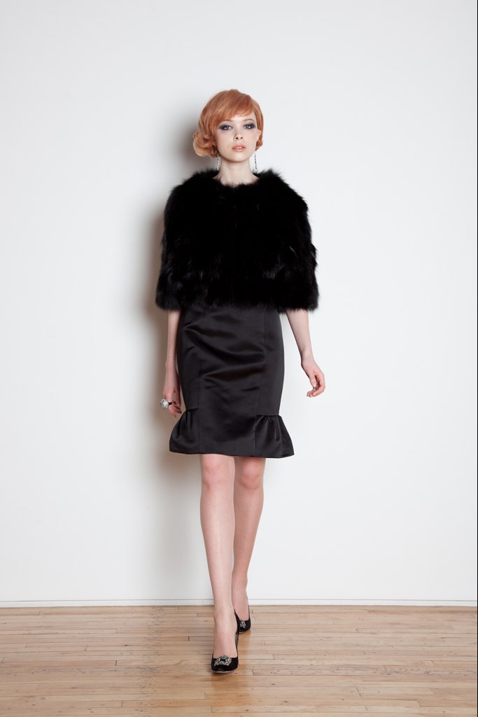 black silk sleeveless v-neck fitted ruffled short dress