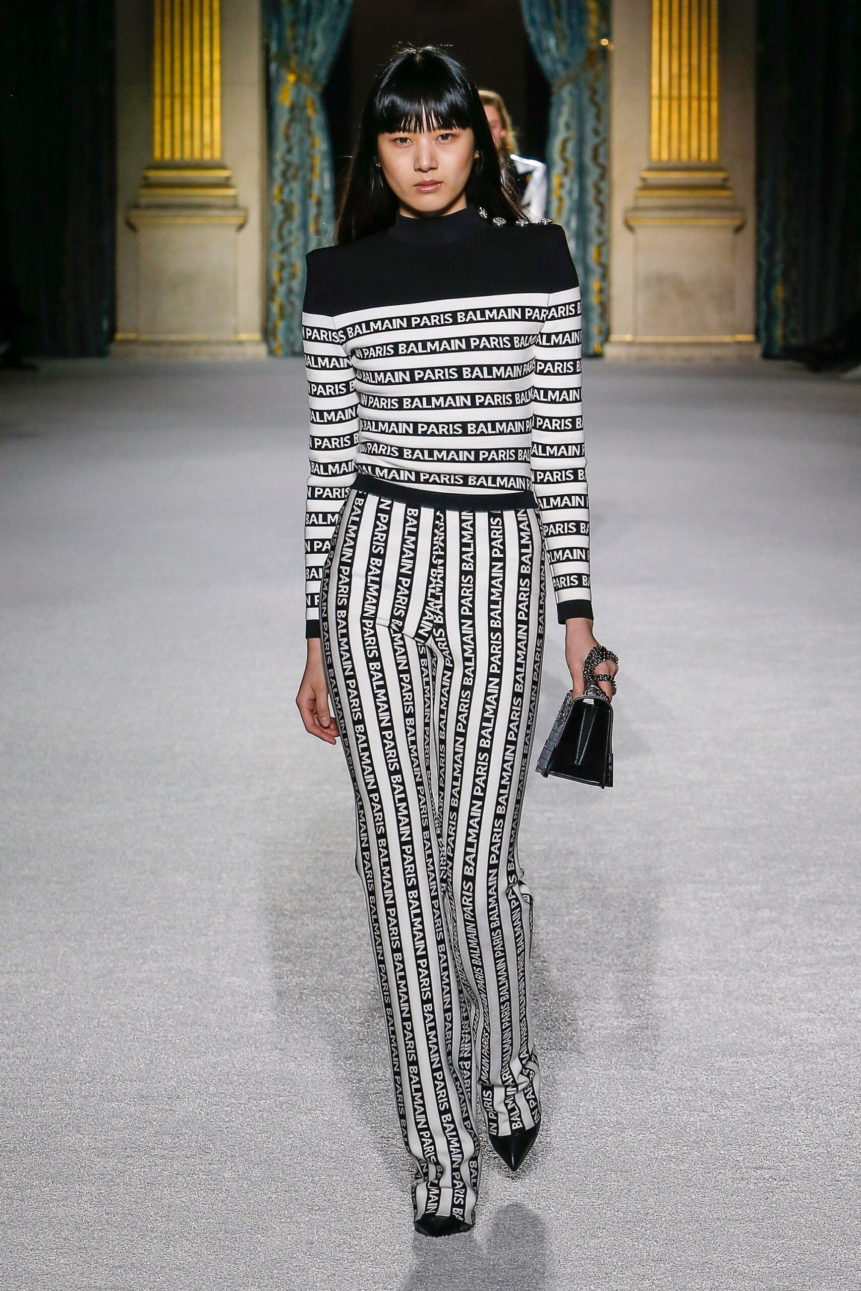 black and white printed top and pants