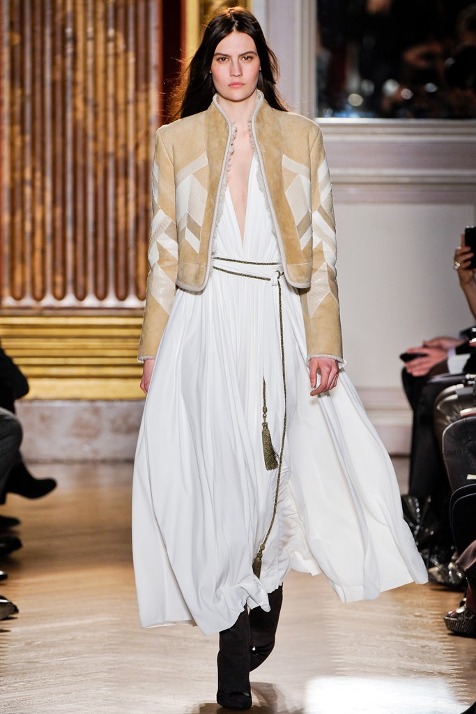beige suede long-sleeve collared structured zippered jacket