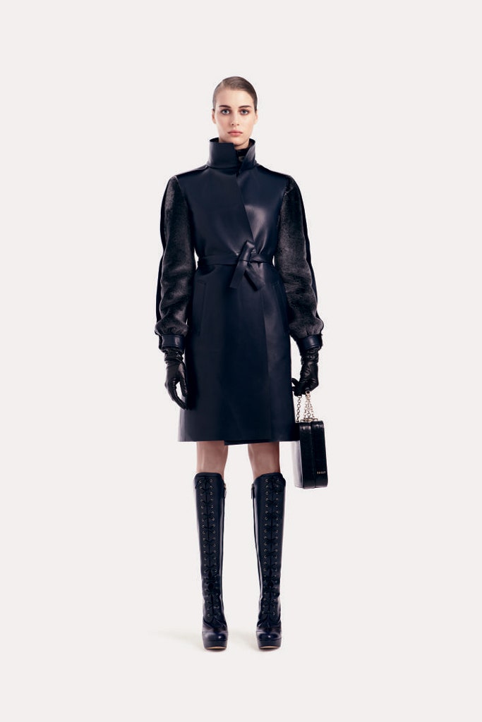 black leather belted dress
