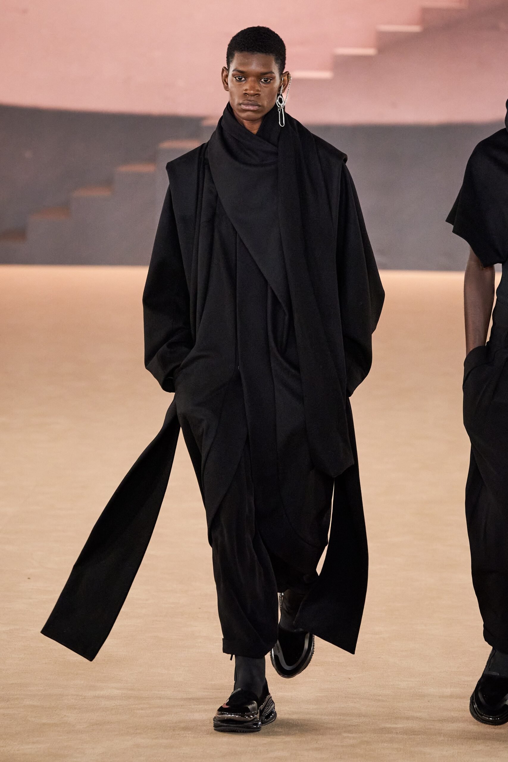 black relaxed coat and pants