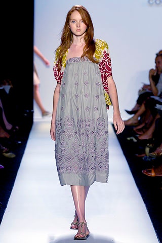 gray relaxed midi dress with floral cardigan