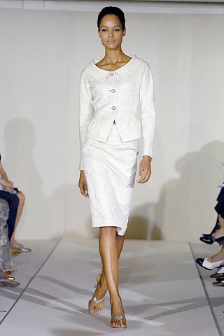 white fitted blazer and pencil skirt