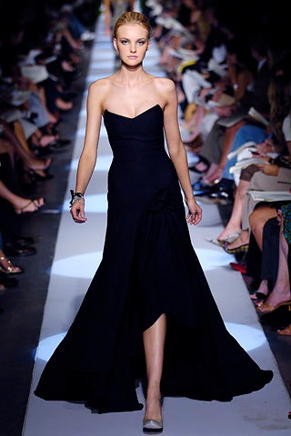 black silk strapless gown