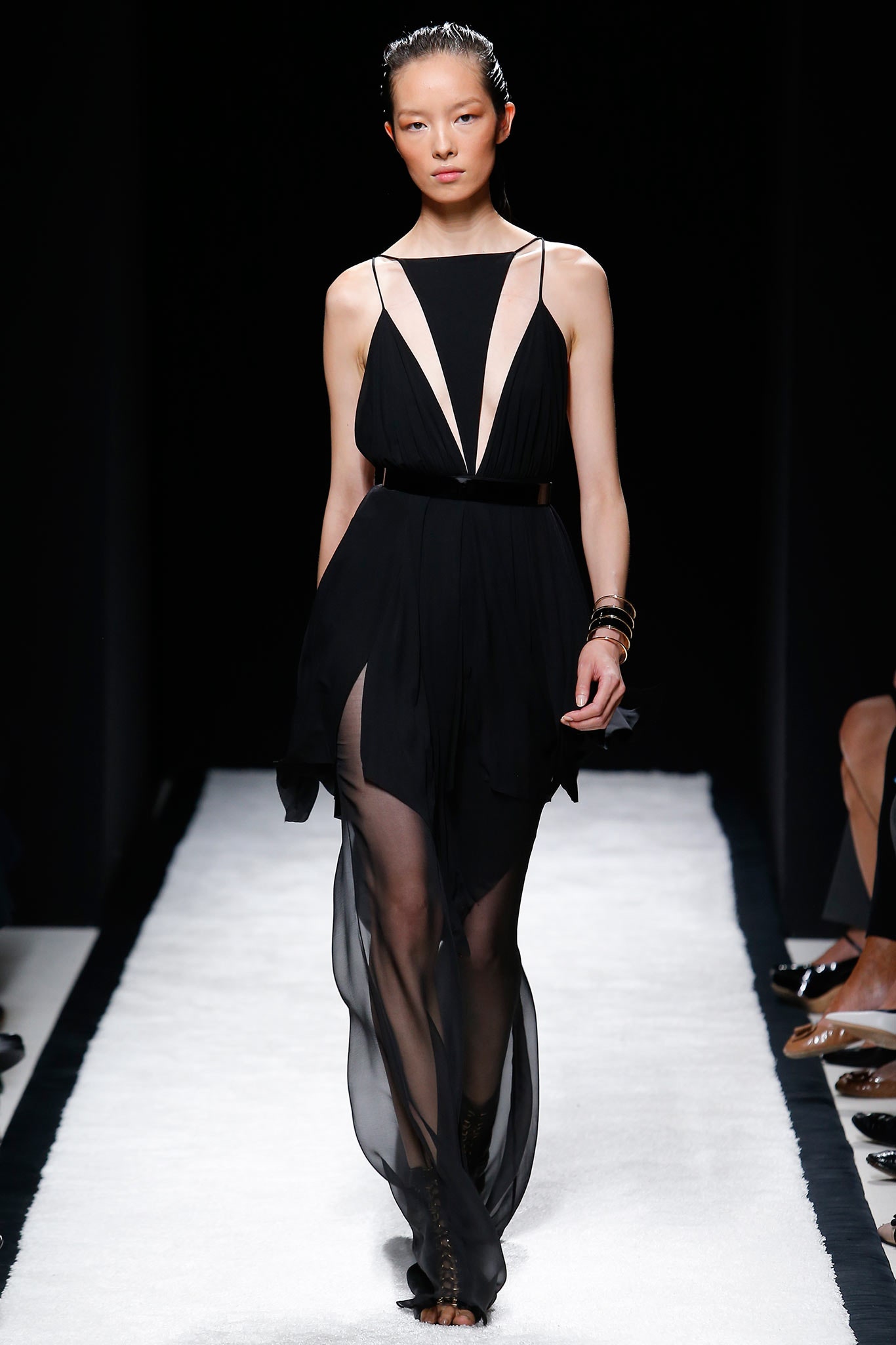 black silk sleeveless dress