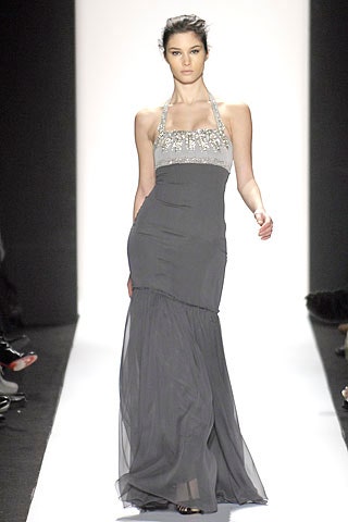 gray silk halter gown