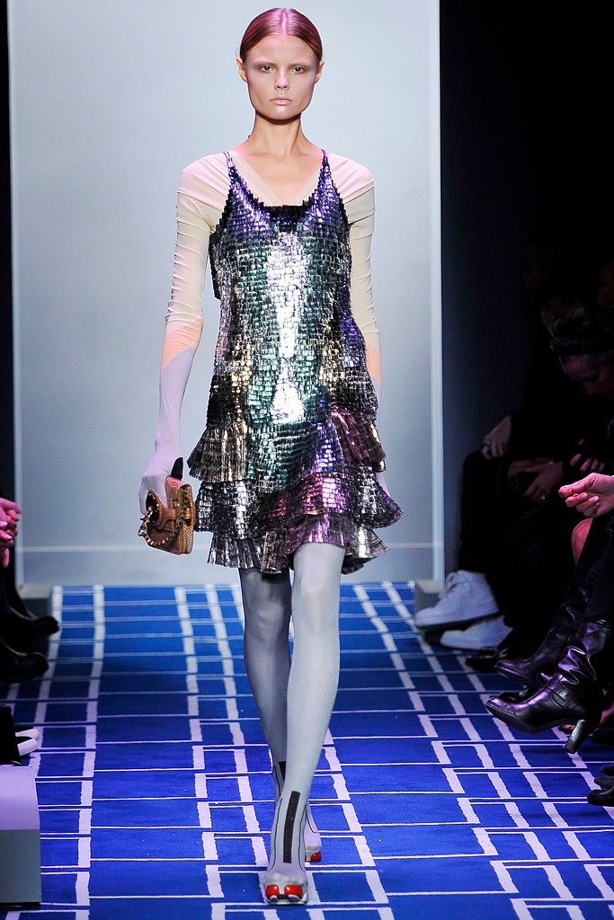 multi sequin sleeveless v-neck fitted layered shiny dress