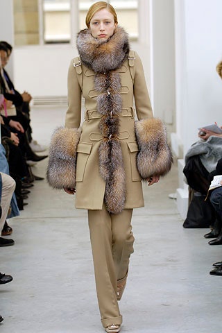 beige wool long-sleeve collared fitted buttoned pockets coat