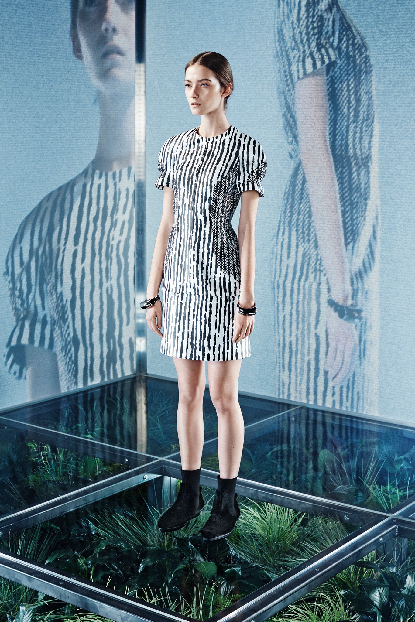 black and white striped dress