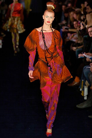 orange and purple silk dress