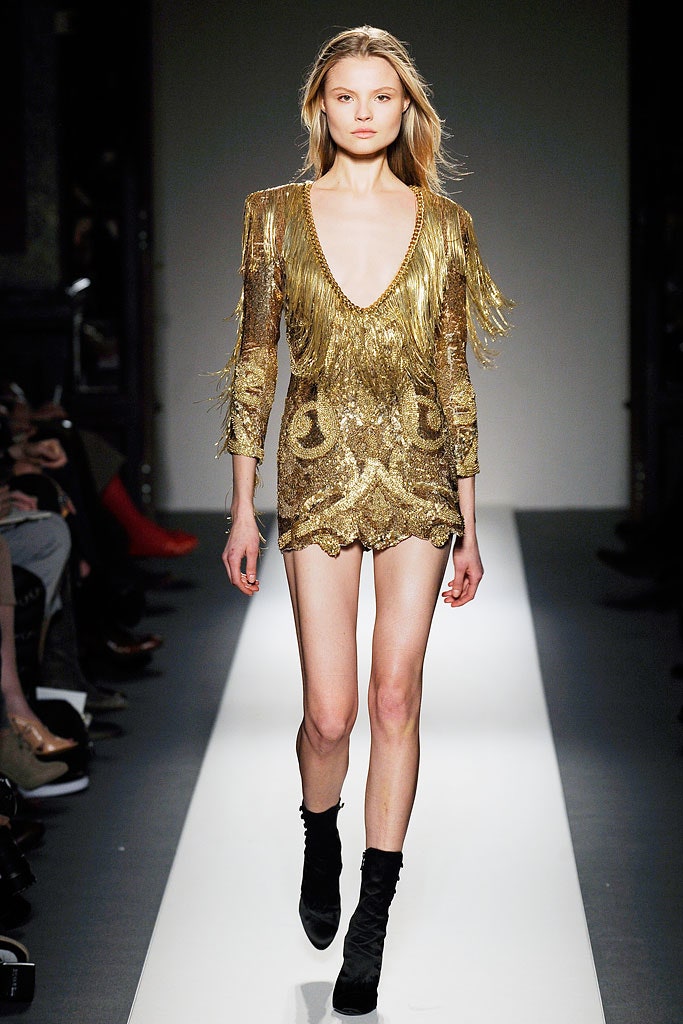 gold sequined fitted dress