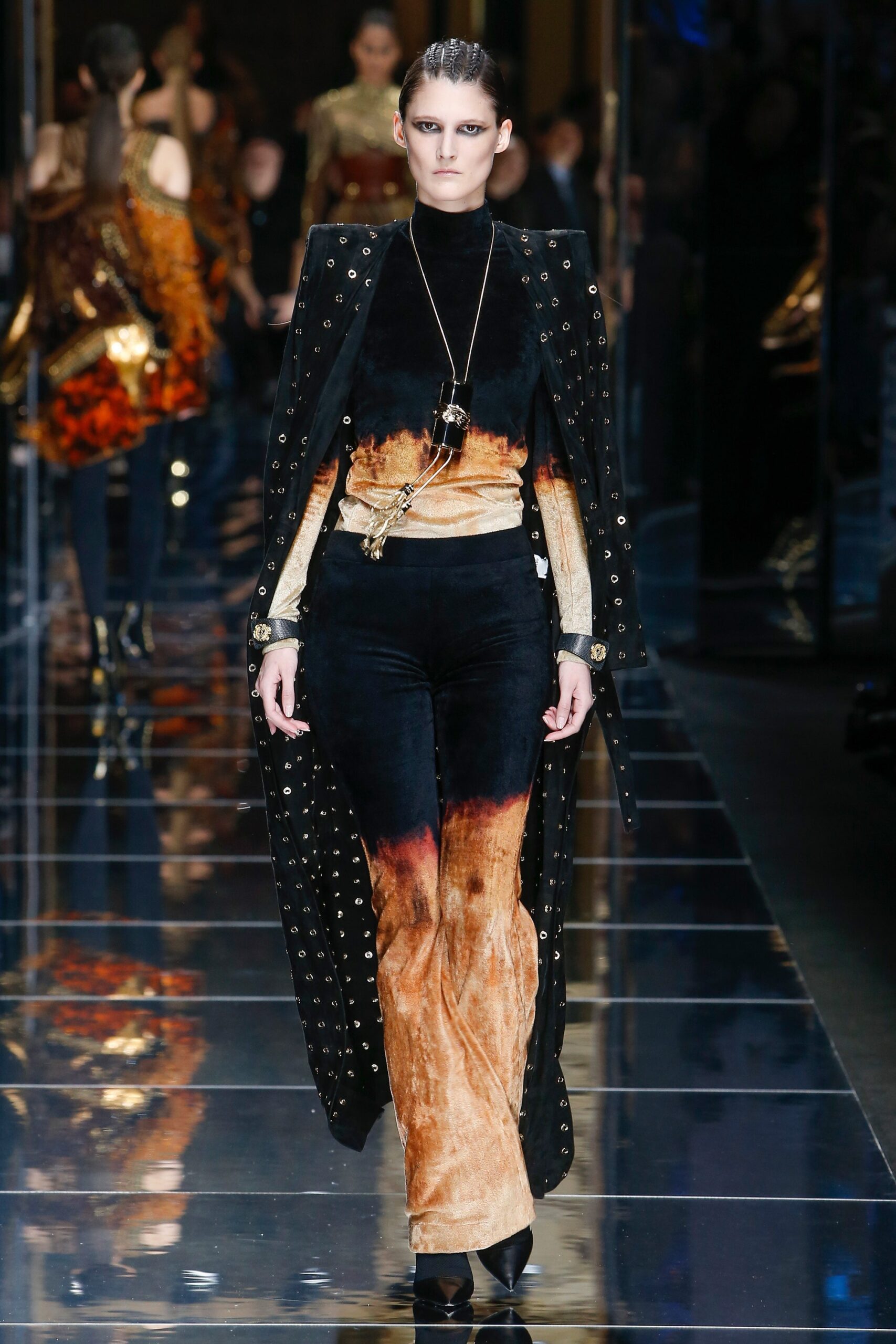 black silk structured buttoned cape