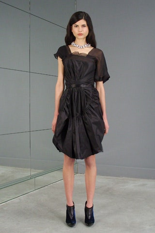 black silk off-shoulder dress