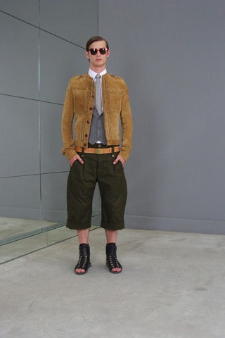 brown jacket with shorts