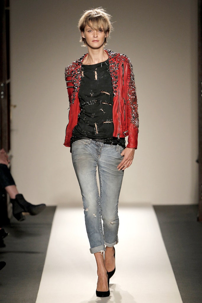 red leather embellished jacket