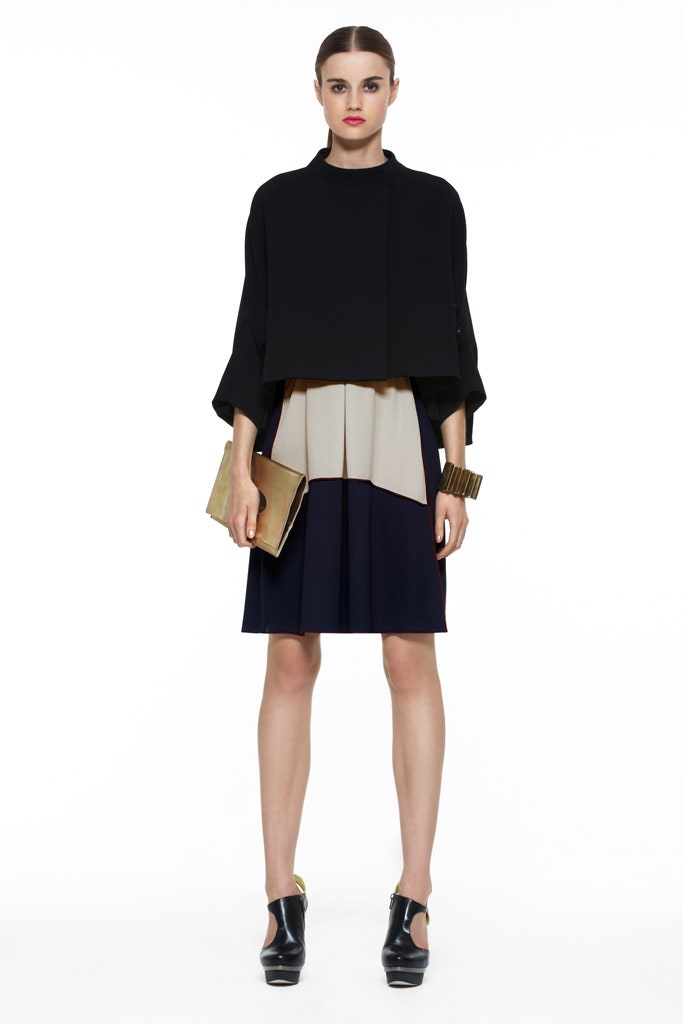 black top with pleated dress