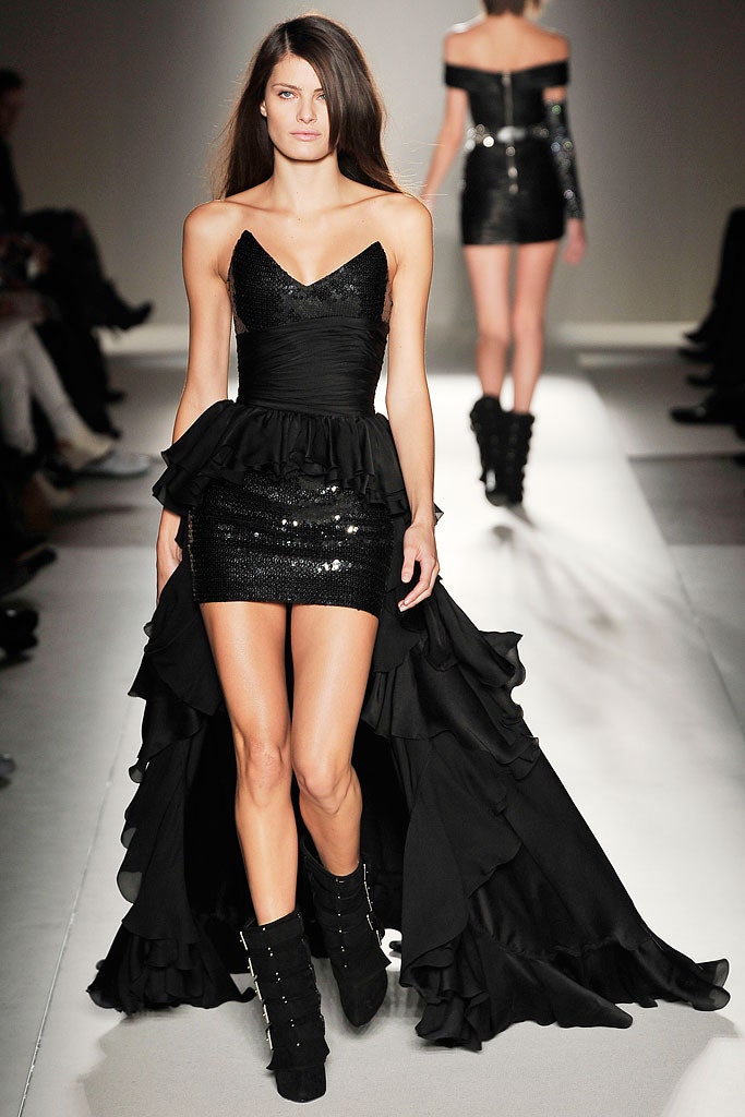 black sequin ruffled dress