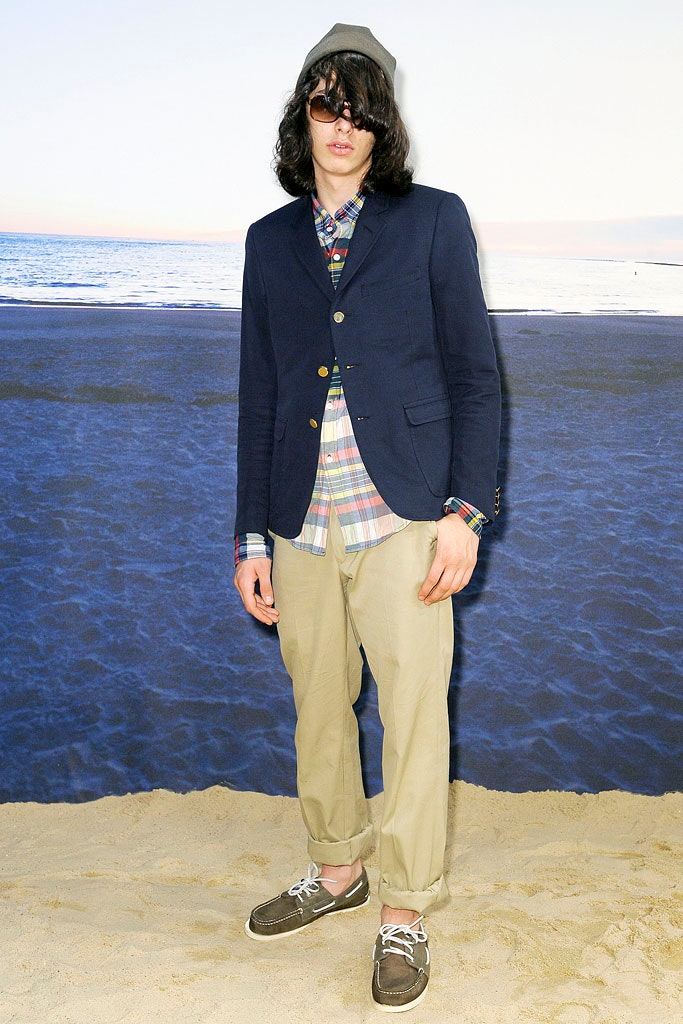 blue tailored blazer with multi shirt