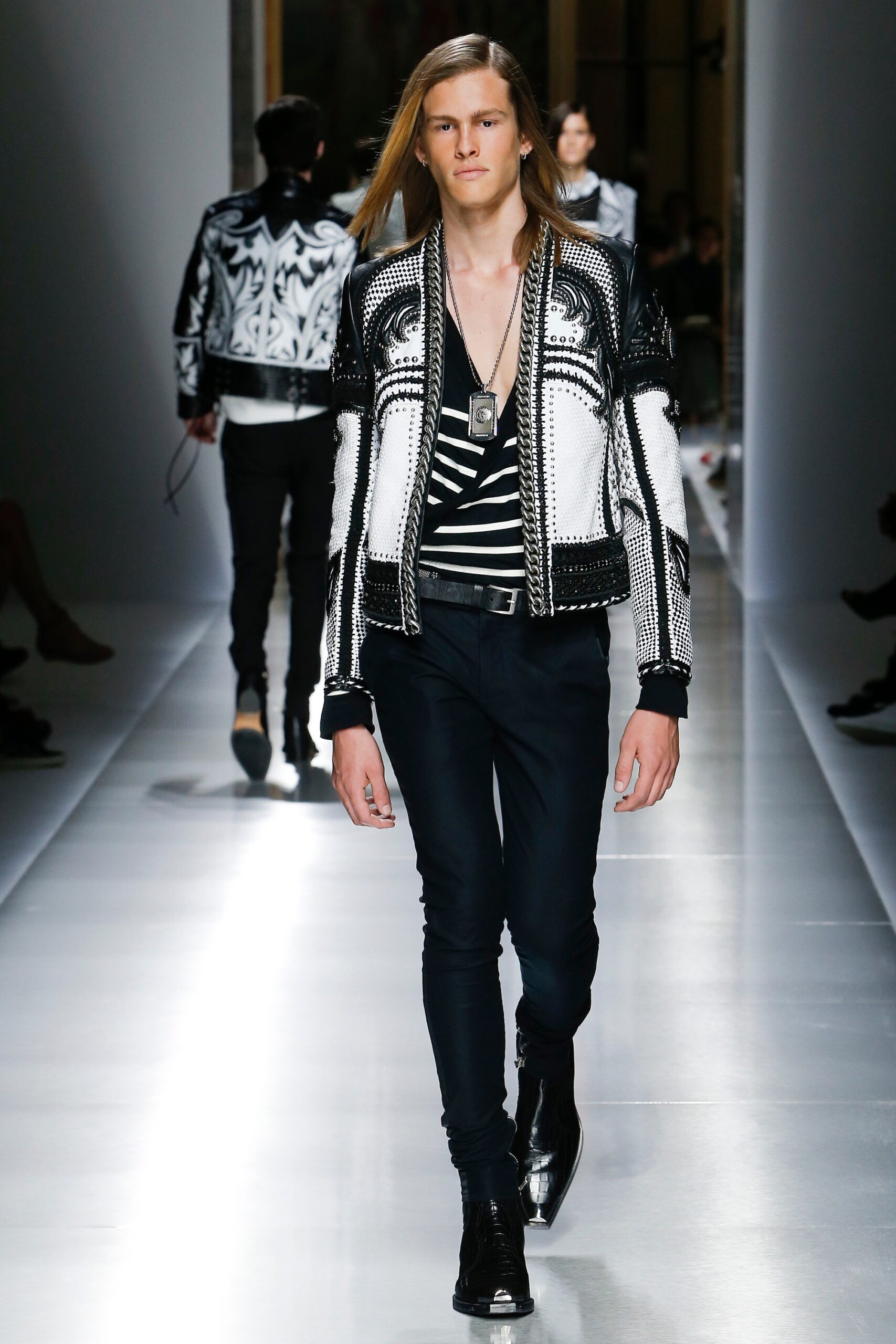 black and white fitted jacket