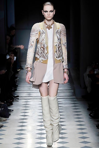 beige silk long-sleeve collared structured embroidered jacket