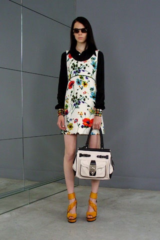 floral mini dress with black shirt