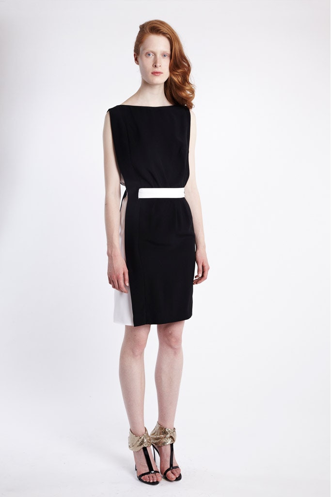 black and white color-blocked dress