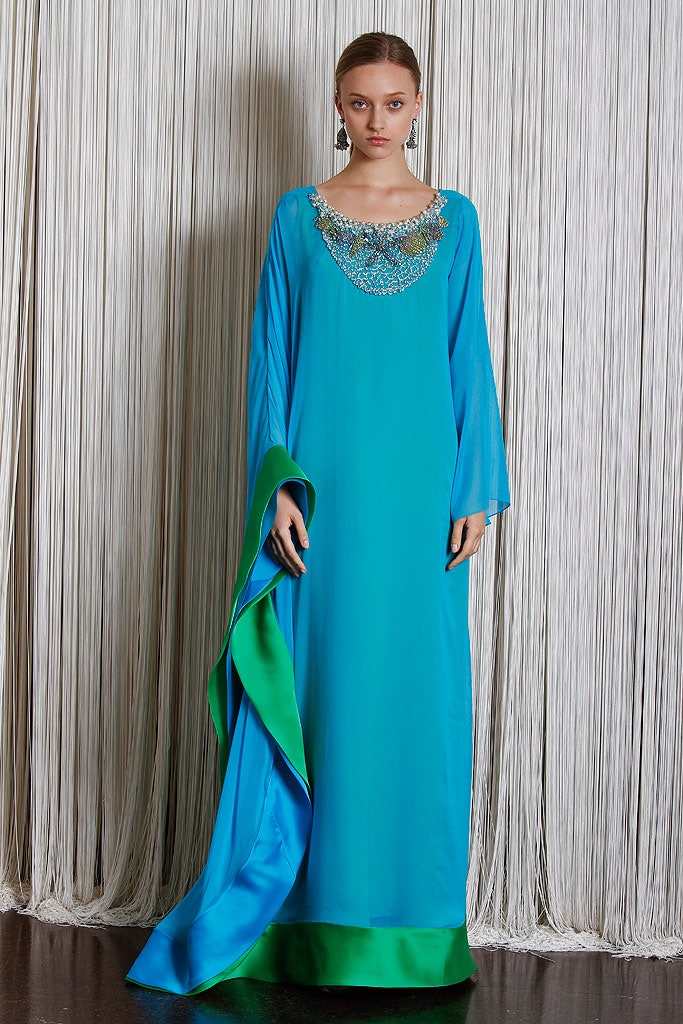 blue silk relaxed gown