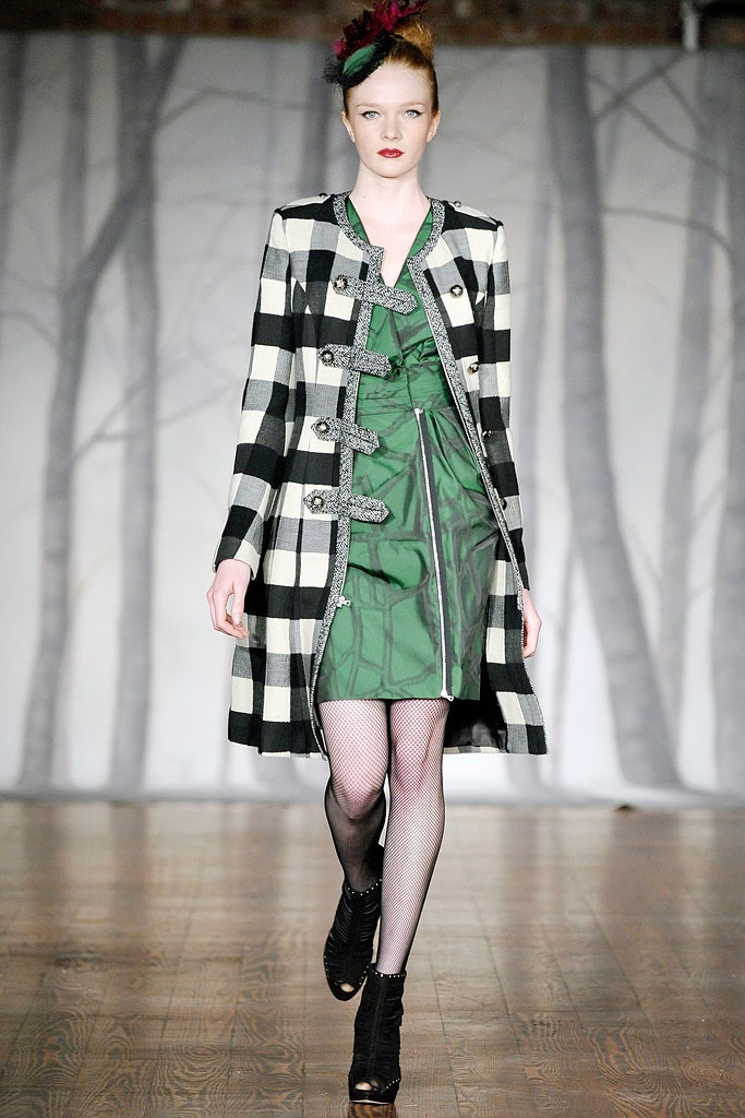 black and white checked coat