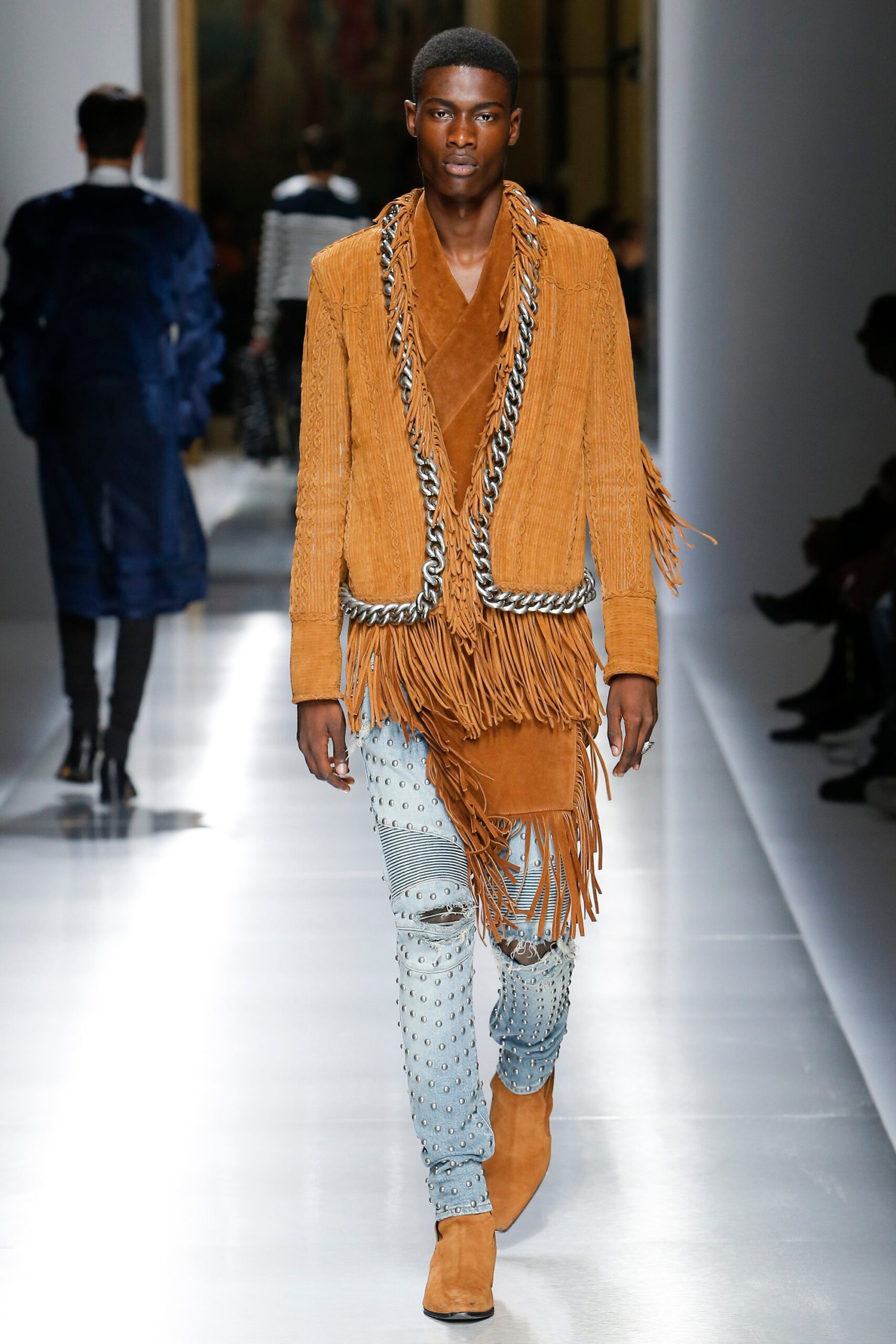 brown suede fringed jacket