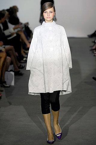 white textured flared coat