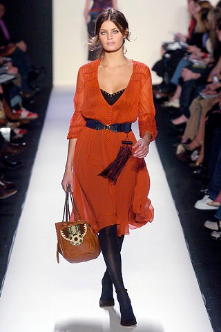 orange silk pleated dress