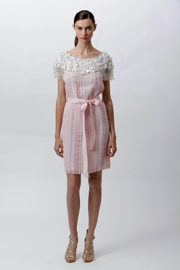 pink embroidered sleeveless dress
