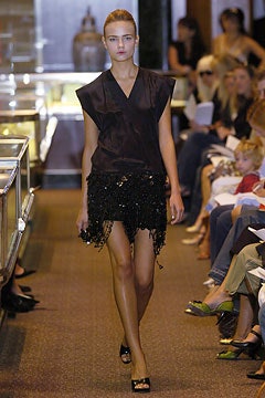 black sequined fringed mini skirt
