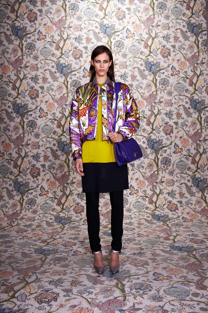 colorful printed jacket with yellow top
