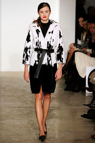 black and white fur coat